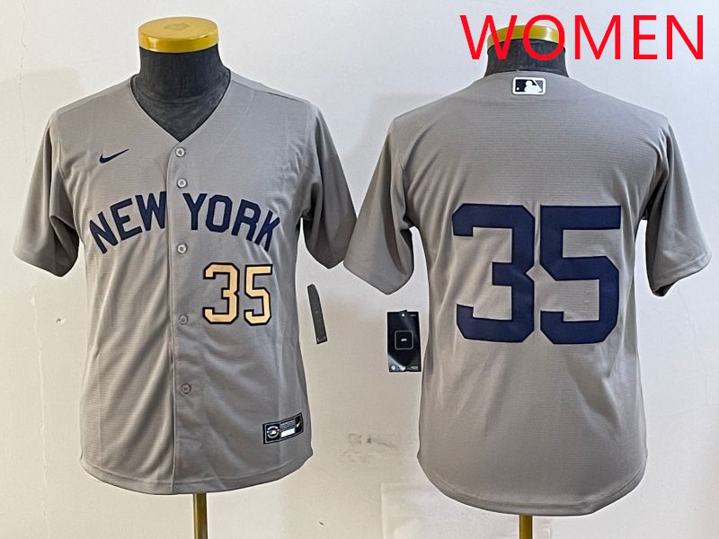 Women New York Yankees #35 No Name Grey Game 2025 Nike MLB Jersey style 2->youth mlb jersey->Youth Jersey